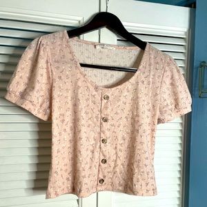 Cottagecore Floral Button Shirt with Poofy Sleeves
